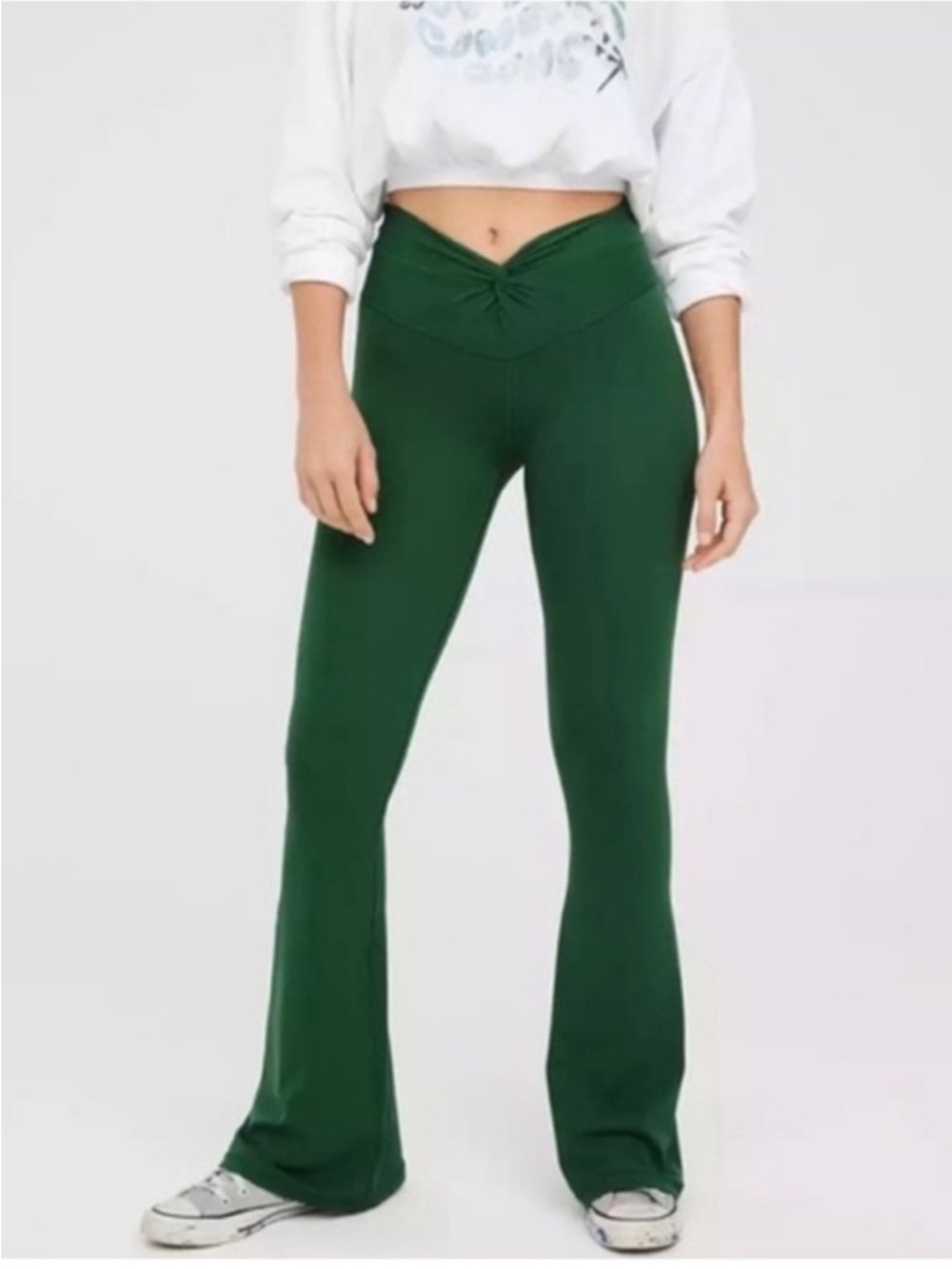 Offline By Aerie NWT Matching Set Cropped Tank & Flare pants Hunter Green Small - Picture 3 of 10
